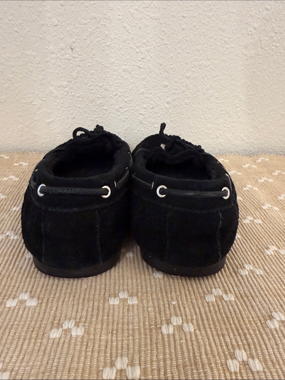 Coach Antonia Black Suede Signature Embossed Fur Lined Moccasin Loafers Size 7.5 - Picture 7 of 14